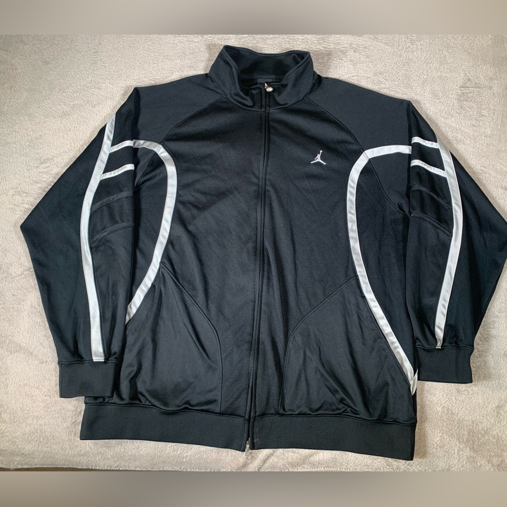 Nike Air Jordan Jacket Men’s 3XL Black/Silver Full Zip Long Sleeve